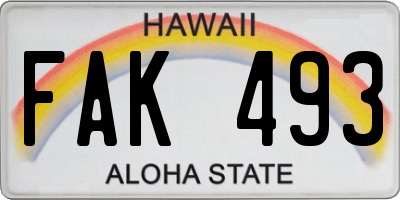 HI license plate FAK493