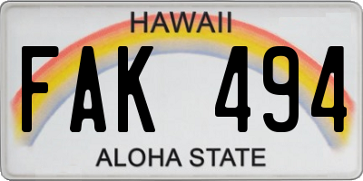 HI license plate FAK494