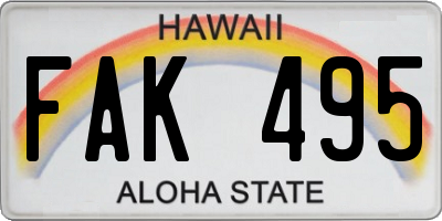 HI license plate FAK495