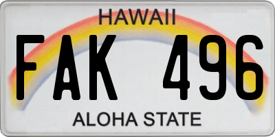 HI license plate FAK496