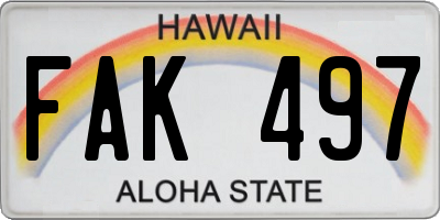 HI license plate FAK497