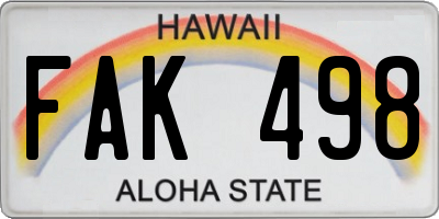HI license plate FAK498