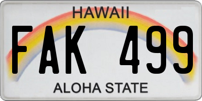 HI license plate FAK499