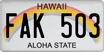 HI license plate FAK503