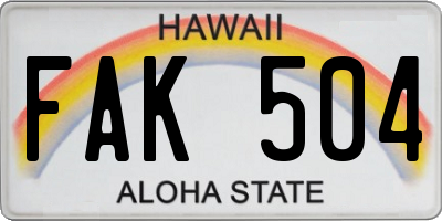 HI license plate FAK504
