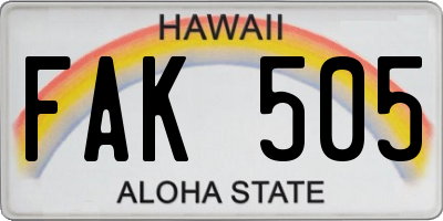 HI license plate FAK505