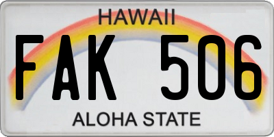 HI license plate FAK506