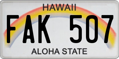 HI license plate FAK507