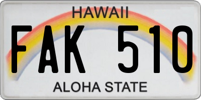 HI license plate FAK510