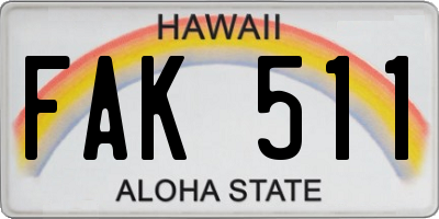 HI license plate FAK511