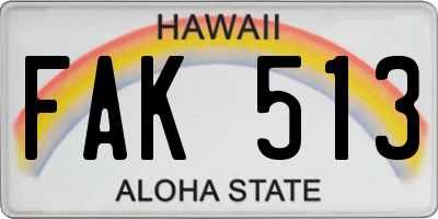 HI license plate FAK513