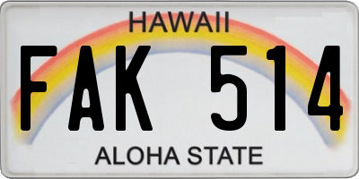 HI license plate FAK514