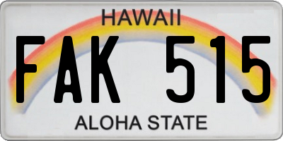 HI license plate FAK515