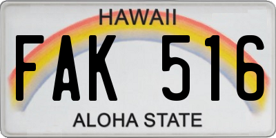 HI license plate FAK516