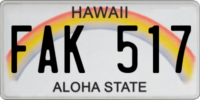 HI license plate FAK517