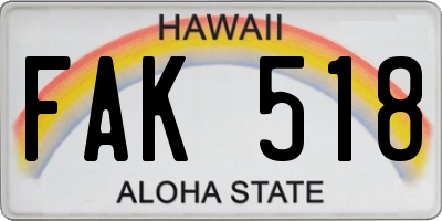 HI license plate FAK518