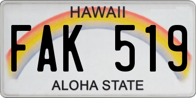 HI license plate FAK519