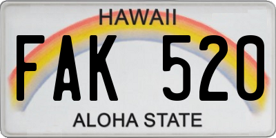 HI license plate FAK520