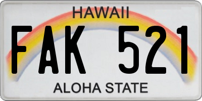 HI license plate FAK521
