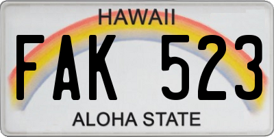 HI license plate FAK523