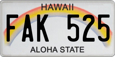 HI license plate FAK525