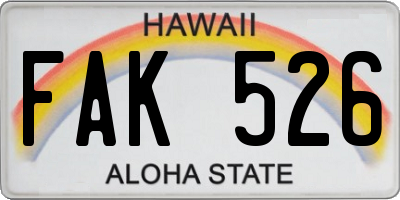 HI license plate FAK526