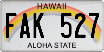 HI license plate FAK527