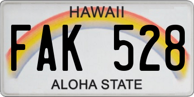 HI license plate FAK528