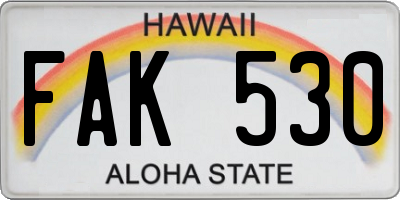 HI license plate FAK530