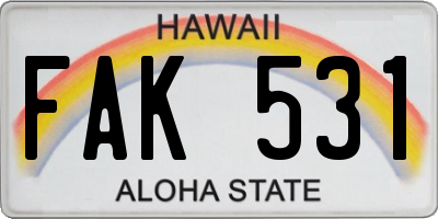 HI license plate FAK531