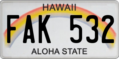 HI license plate FAK532