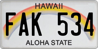 HI license plate FAK534