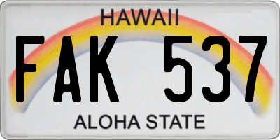 HI license plate FAK537