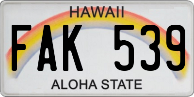HI license plate FAK539