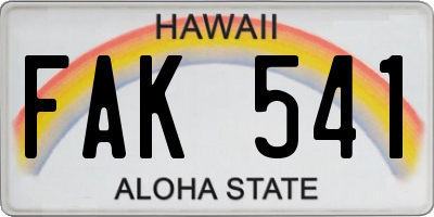 HI license plate FAK541