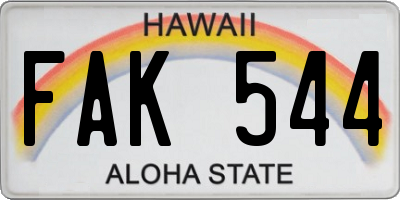 HI license plate FAK544