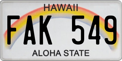 HI license plate FAK549