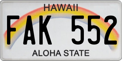 HI license plate FAK552