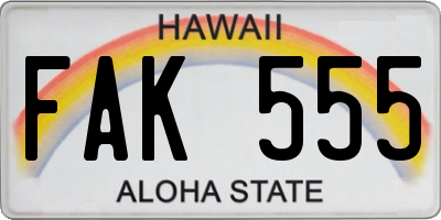 HI license plate FAK555