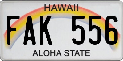 HI license plate FAK556