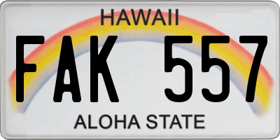 HI license plate FAK557