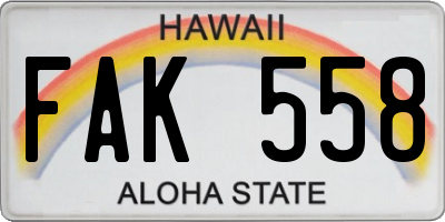 HI license plate FAK558