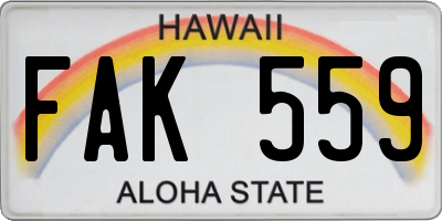 HI license plate FAK559