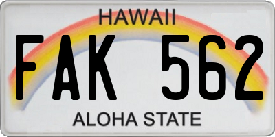 HI license plate FAK562