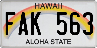 HI license plate FAK563