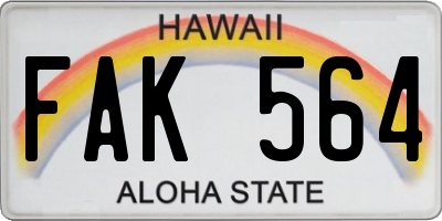 HI license plate FAK564