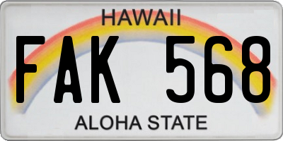HI license plate FAK568
