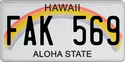 HI license plate FAK569