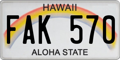HI license plate FAK570