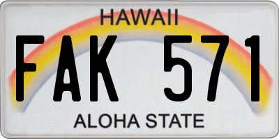 HI license plate FAK571